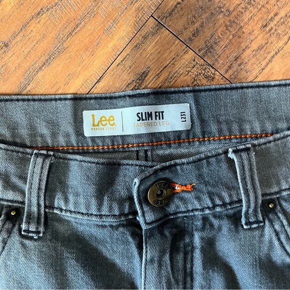 Lee slim fit dark gray denim jeans tapered ankle pockets relaxed mid rise 36/30 - Picture 2 of 16
